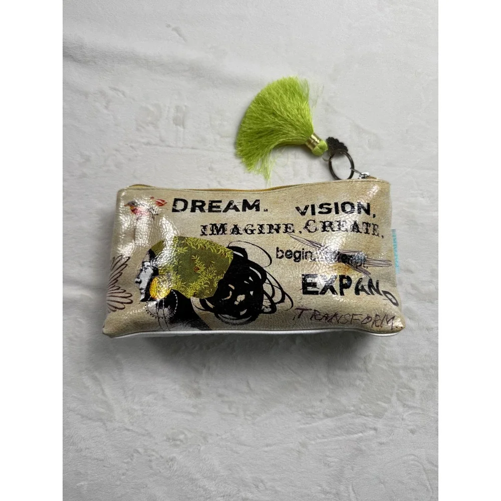 PAPAYA! Art Small Zipper Pouch Dream Vision Transform Tassel Makeup Bag Cream